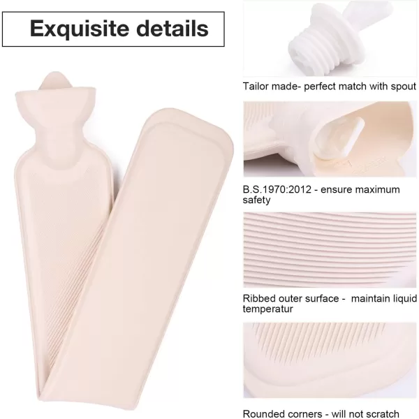 HomeTop Premium 2.25 Liters Rubber Hot Water Bottle w/Soft Bling Threads Knit Cover 