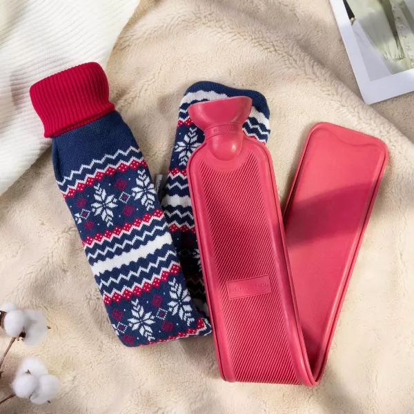 HomeTop Premium 2.25 Liters Rubber Hot Water Bottle w/Soft Gray Polka Dot Fleece Cover 