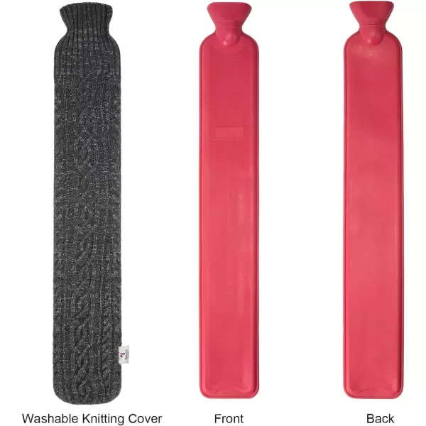 HomeTop Premium 2.25 Liters Rubber Hot Water Bottle w/Soft Gray Polka Dot Fleece Cover 