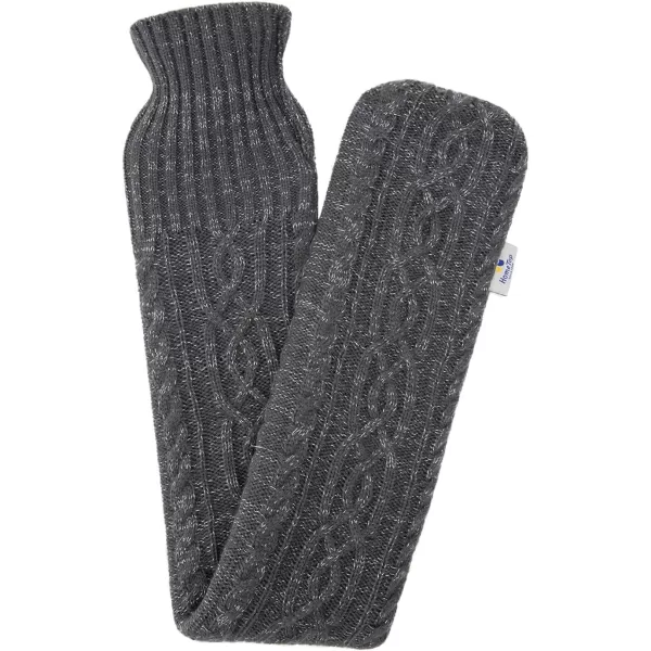 HomeTop Premium 2.25 Liters Rubber Hot Water Bottle w/Soft Gray Polka Dot Fleece Cover 