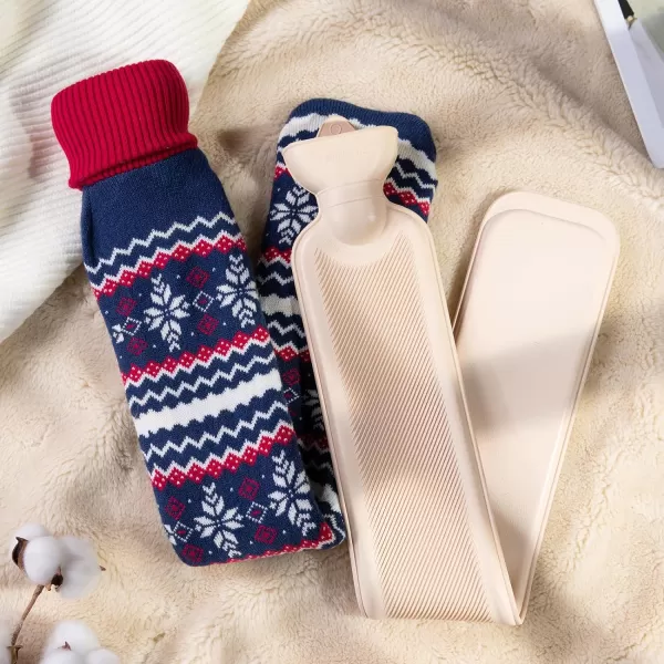 HomeTop Premium 2.25 Liters Rubber Hot Water Bottle w/Soft Gray Polka Dot Fleece Cover 