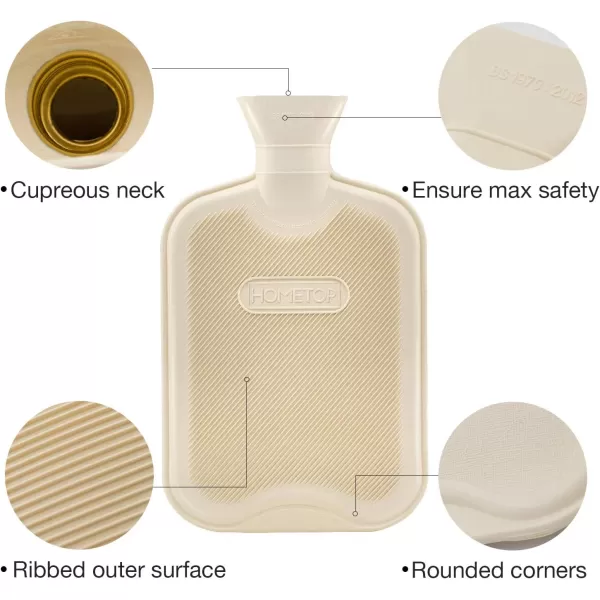HomeTop Premium Classic Rubber Hot Water Bottle and Luxurious Faux Fur Plush Fleece Cover w/Pom Pom Decor 