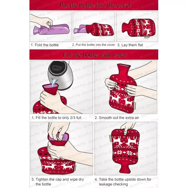 HomeTop Premium Classic Rubber Hot Water Bottle and Luxurious Faux Fur Plush Fleece Cover w/Pom Pom Decor 