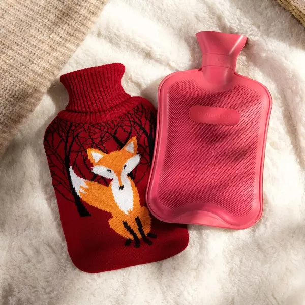 HomeTop Premium Classic Rubber Hot Water Bottle with Cute Knit Cover 