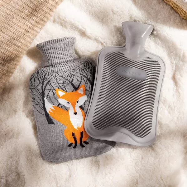 HomeTop Premium Classic Rubber Hot Water Bottle with Cute Knit Cover 