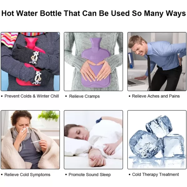 HomeTop Premium Classic Rubber Hot Water Bottle with Cute Knit Cover 