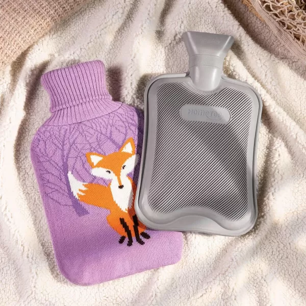 HomeTop Premium Classic Rubber Hot Water Bottle with Cute Knit Cover 