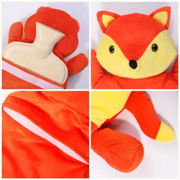 HomeTop Premium Classic Rubber Hot and Cold Water Bottle with Cute Stuffed Fox Cover 