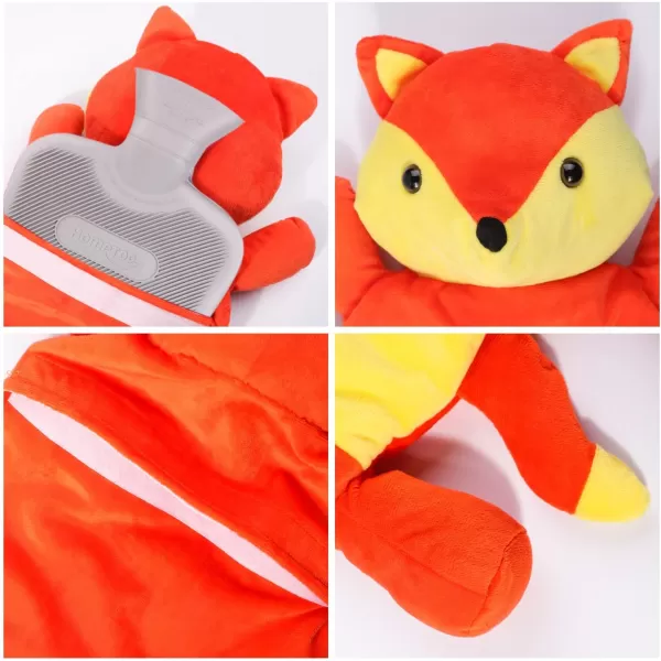 HomeTop Premium Classic Rubber Hot and Cold Water Bottle with Cute Stuffed Fox Cover 