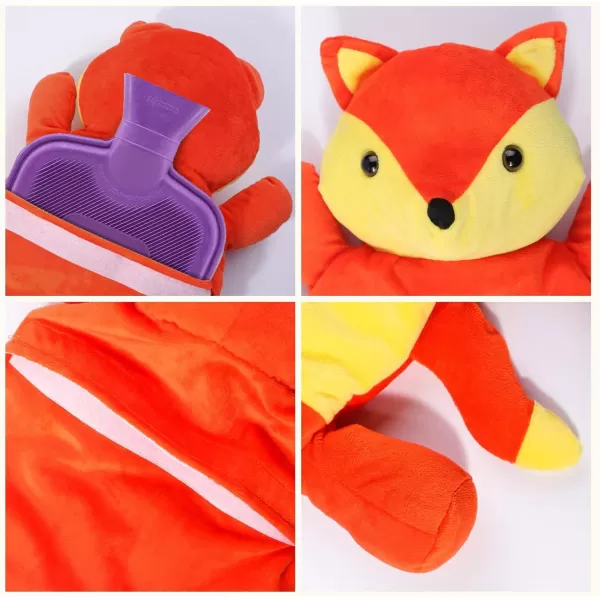 HomeTop Premium Classic Rubber Hot and Cold Water Bottle with Cute Stuffed Fox Cover 