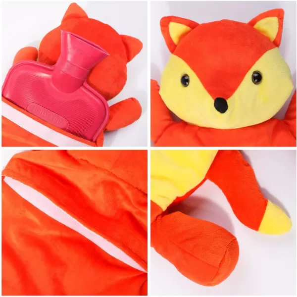 HomeTop Premium Classic Rubber Hot and Cold Water Bottle with Cute Stuffed Fox Cover 