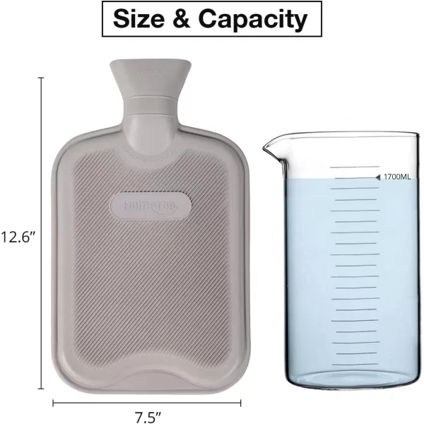 HomeTop Premium Classic Rubber Hot or Cold Water Bottle with Soft Fleece Cover 