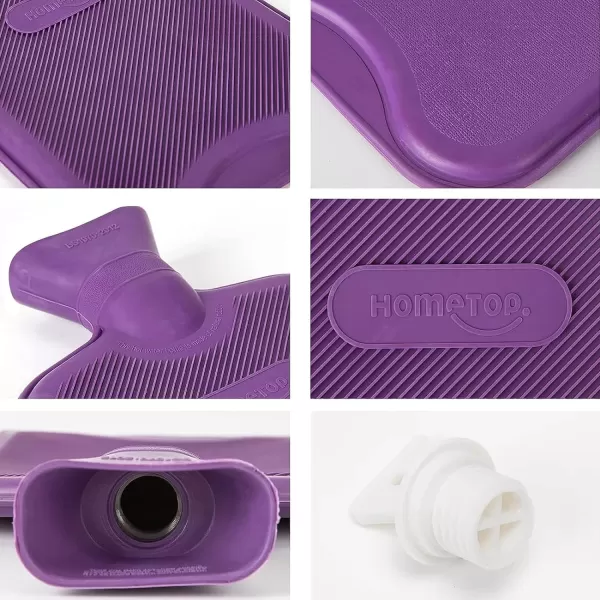 HomeTop Premium Classic Rubber Hot or Cold Water Bottle with Soft Fleece Cover 