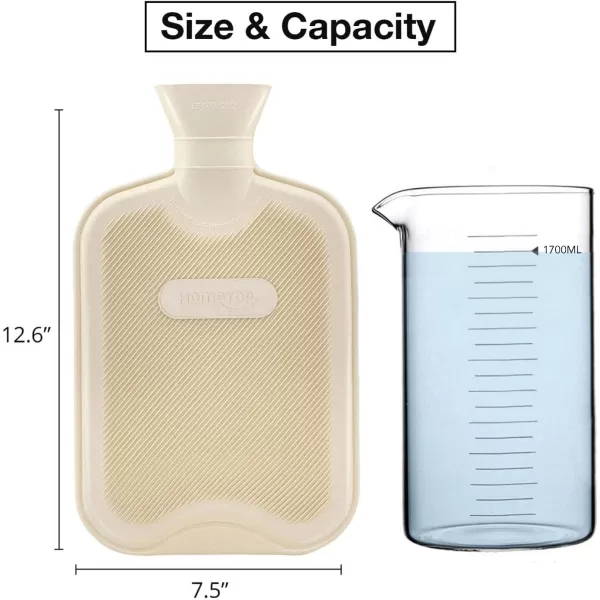 HomeTop Premium Classic Rubber Hot or Cold Water Bottle with Soft Fleece Cover 