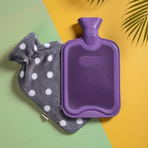 HomeTop Premium Classic Rubber Hot or Cold Water Bottle with Soft Fleece Cover 