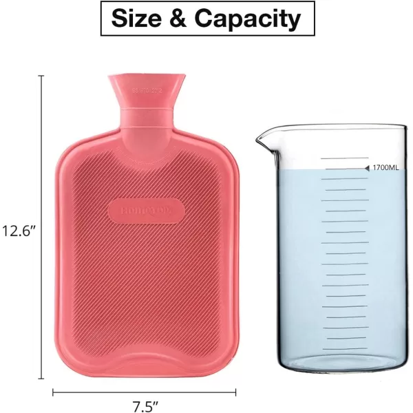 HomeTop Premium Classic Rubber Hot or Cold Water Bottle with Soft Fleece Cover 