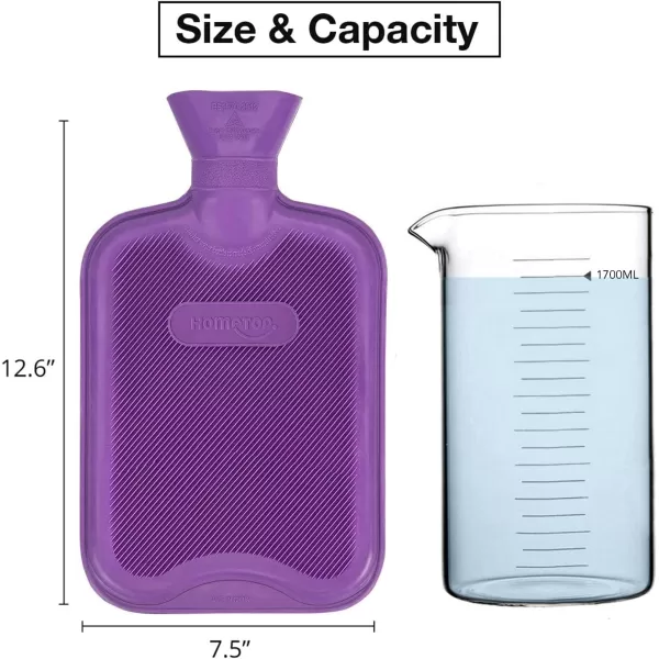 HomeTop Premium Classic Rubber Hot or Cold Water Bottle with Soft Fleece Cover 