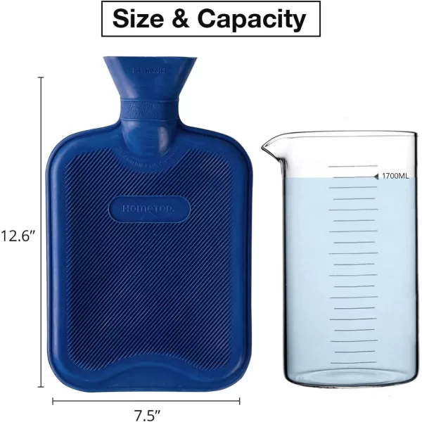 HomeTop Premium Classic Rubber Hot or Cold Water Bottle with Soft Fleece Cover 