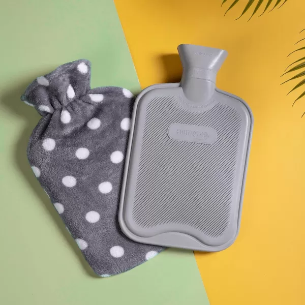 HomeTop Premium Classic Rubber Hot or Cold Water Bottle with Soft Fleece Cover 