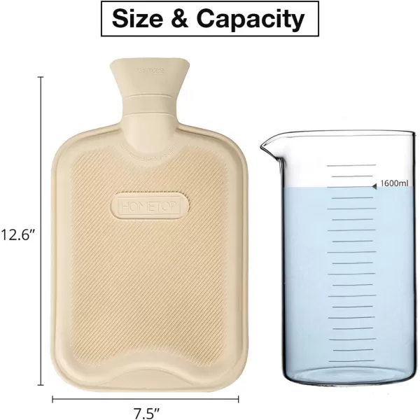 HomeTop Premium Classic Rubber Hot or Cold Water Bottle with Soft Fleece Cover 