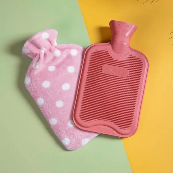HomeTop Premium Classic Rubber Hot or Cold Water Bottle with Soft Fleece Cover 