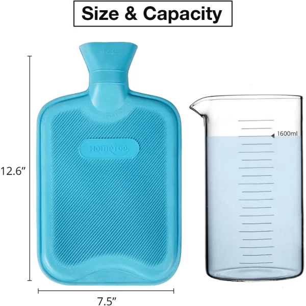 HomeTop Premium Classic Rubber Hot or Cold Water Bottle with Soft Fleece Cover 