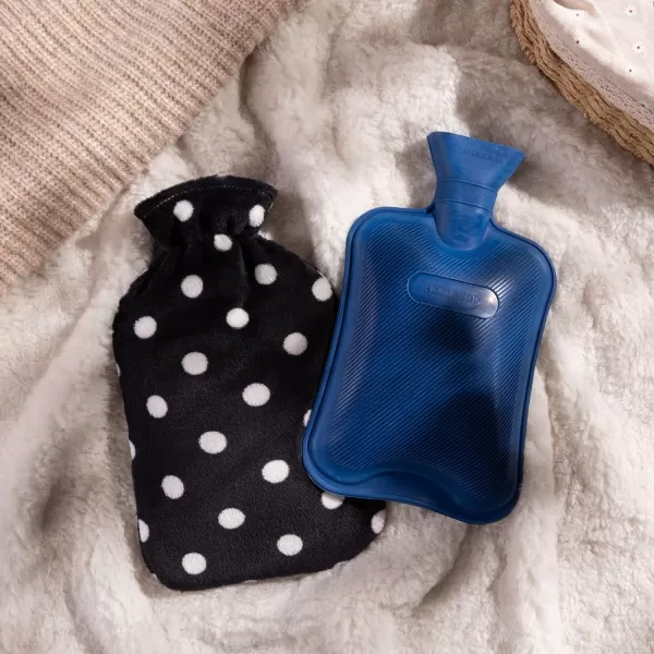 HomeTop Premium Classic Rubber Hot or Cold Water Bottle with Soft Fleece Cover 