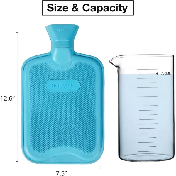 HomeTop Premium Classic Rubber Hot or Cold Water Bottle with Soft Fleece Cover 