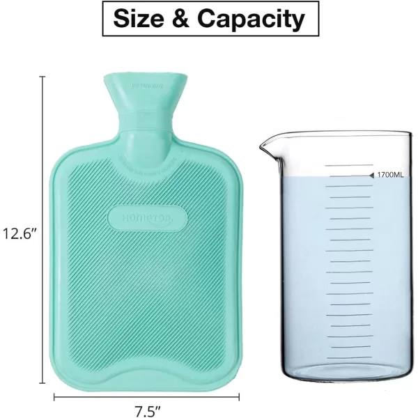 HomeTop Premium Classic Rubber Hot or Cold Water Bottle with Soft Fleece Cover 