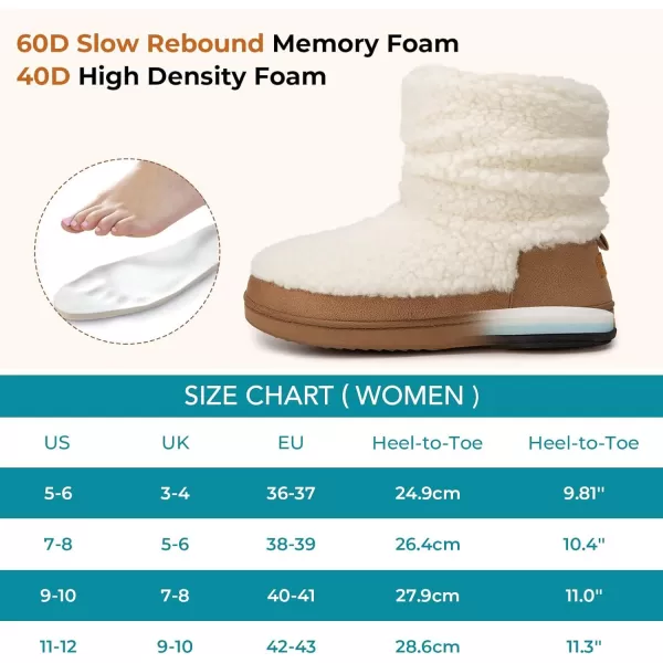 HomeTop Women's Boot Slippers Warm Memory Foam House Shoes Indoor Outdoor with Rubber Soles