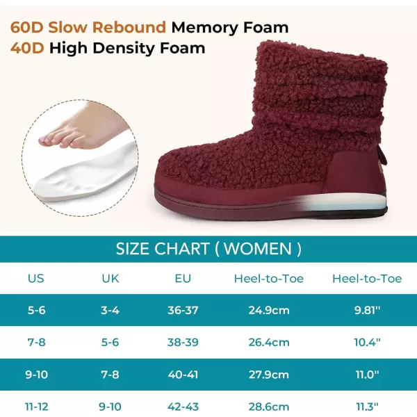 HomeTop Women's Boot Slippers Warm Memory Foam House Shoes Indoor Outdoor with Rubber Soles
