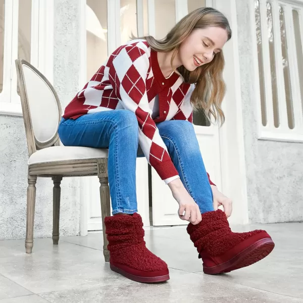 HomeTop Women's Boot Slippers Warm Memory Foam House Shoes Indoor Outdoor with Rubber Soles
