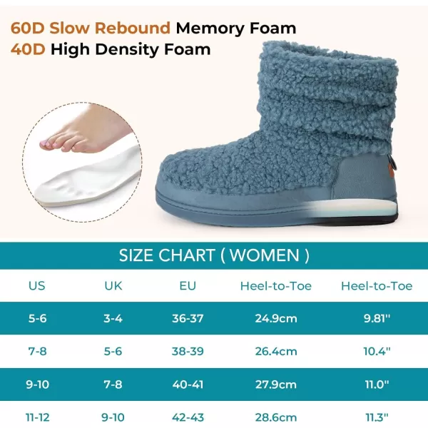 HomeTop Women's Boot Slippers Warm Memory Foam House Shoes Indoor Outdoor with Rubber Soles