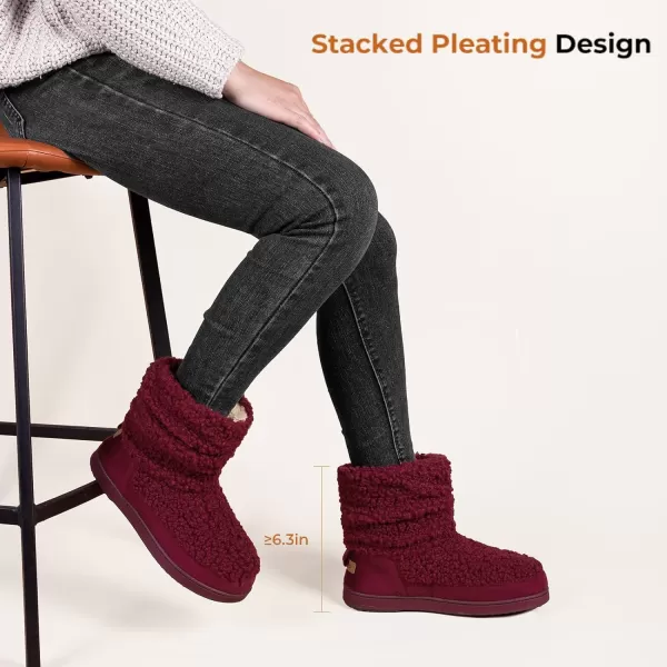 HomeTop Women's Boot Slippers Warm Memory Foam House Shoes Indoor Outdoor with Rubber Soles