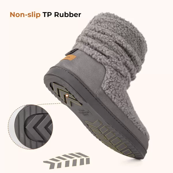 HomeTop Women's Boot Slippers Warm Memory Foam House Shoes Indoor Outdoor with Rubber Soles