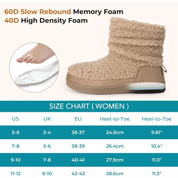 HomeTop Women's Boot Slippers Warm Memory Foam House Shoes Indoor Outdoor with Rubber Soles
