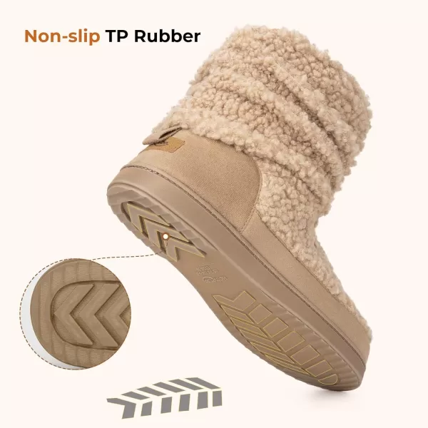HomeTop Women's Boot Slippers Warm Memory Foam House Shoes Indoor Outdoor with Rubber Soles