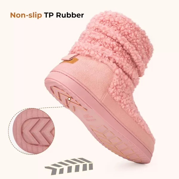 HomeTop Women's Boot Slippers Warm Memory Foam House Shoes Indoor Outdoor with Rubber Soles