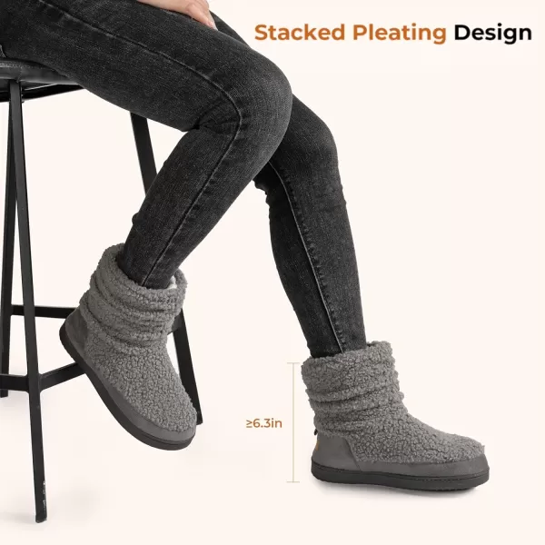 HomeTop Women's Boot Slippers Warm Memory Foam House Shoes Indoor Outdoor with Rubber Soles
