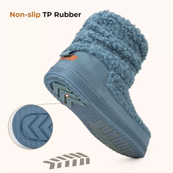 HomeTop Women's Boot Slippers Warm Memory Foam House Shoes Indoor Outdoor with Rubber Soles