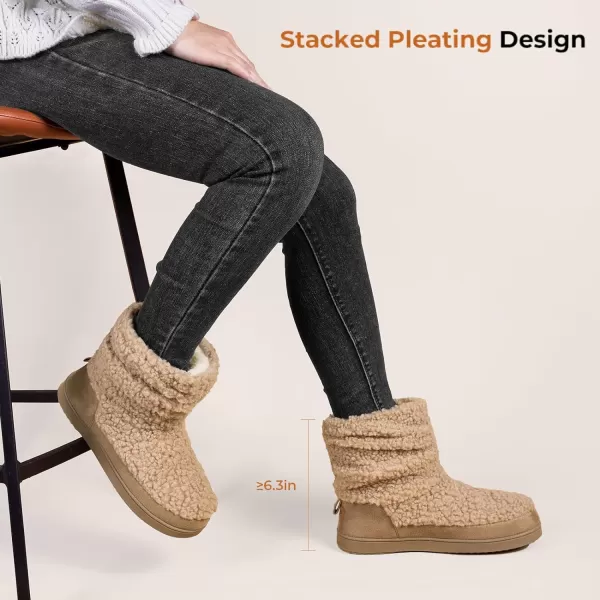 HomeTop Women's Boot Slippers Warm Memory Foam House Shoes Indoor Outdoor with Rubber Soles