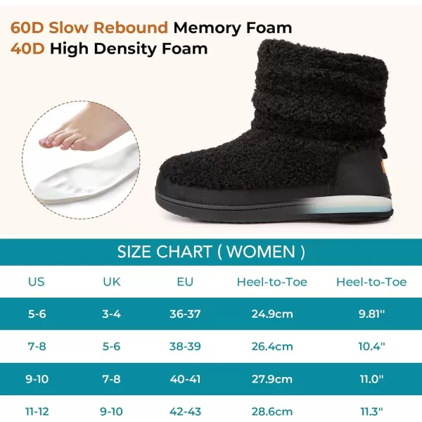 HomeTop Women's Boot Slippers Warm Memory Foam House Shoes Indoor Outdoor with Rubber Soles