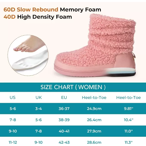 HomeTop Women's Boot Slippers Warm Memory Foam House Shoes Indoor Outdoor with Rubber Soles