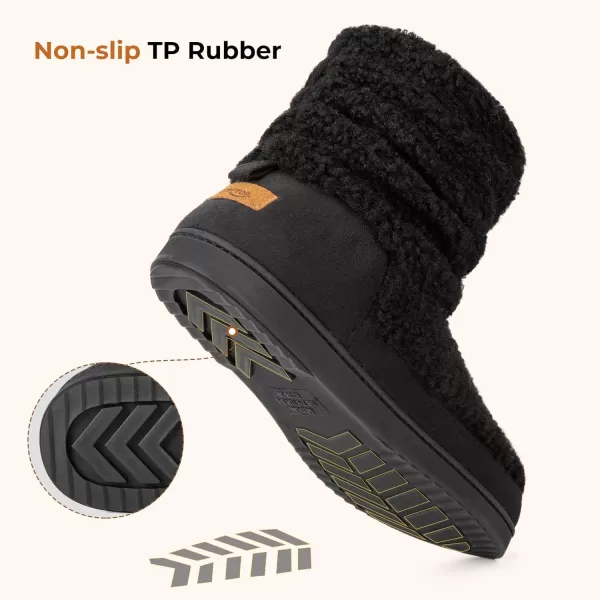 HomeTop Women's Boot Slippers Warm Memory Foam House Shoes Indoor Outdoor with Rubber Soles
