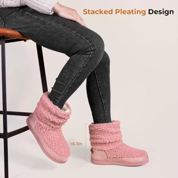 HomeTop Women's Boot Slippers Warm Memory Foam House Shoes Indoor Outdoor with Rubber Soles