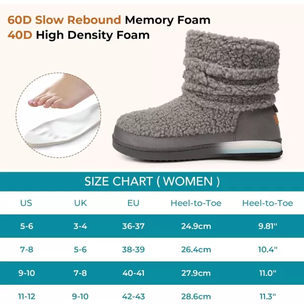 HomeTop Women's Boot Slippers Warm Memory Foam House Shoes Indoor Outdoor with Rubber Soles