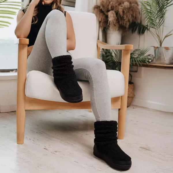 HomeTop Women's Boot Slippers Warm Memory Foam House Shoes Indoor Outdoor with Rubber Soles
