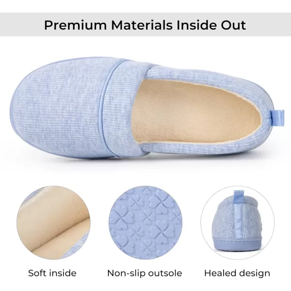 HomeTop Women's Comfort Memory Foam House Shoes, Ladies' Light Weight Terry Cloth Loafer Slippers with Indoor Outdoor Non-skid Rubber Sole