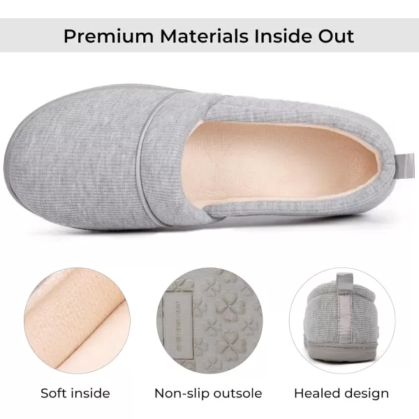 HomeTop Women's Comfort Memory Foam House Shoes, Ladies' Light Weight Terry Cloth Loafer Slippers with Indoor Outdoor Non-skid Rubber Sole