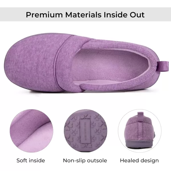 HomeTop Women's Comfort Memory Foam House Shoes, Ladies' Light Weight Terry Cloth Loafer Slippers with Indoor Outdoor Non-skid Rubber Sole